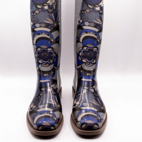 Emilio Pucci - Printed Rubber Rain Boots - Size 38 / US 7.5 - Picture 1 of 4